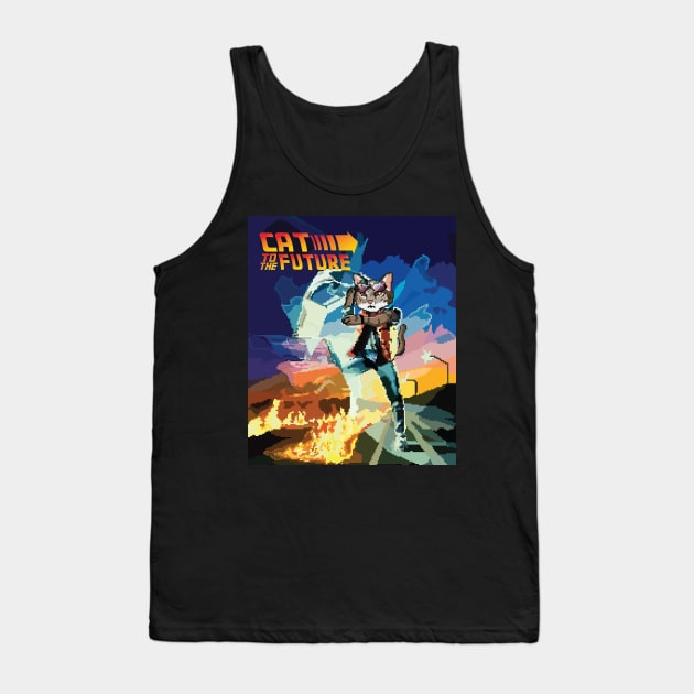 CAT TO THE FUTURE - Back To The Future Inspired Tank Top by Retro Meowster